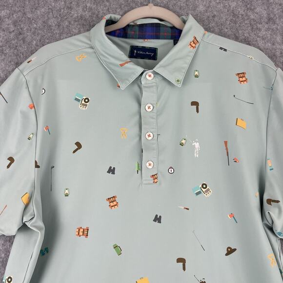 William Murray Polo Golf Shirt Mens Large Green Happy Glamper Camp Performance - Picture 2 of 13
